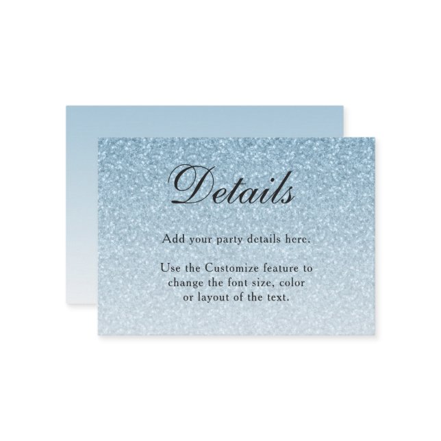 Light Blue Glitter Glam Enclosure Card (Front/Back In Situ)