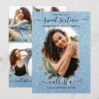 Light Blue Glitter Halo Photo Collage Sweet 16