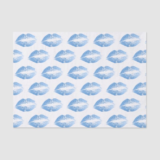 Light blue glitter kiss pattern tissue paper (Front)