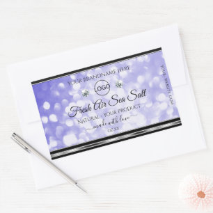 Light Blue Glitter Product Labels Diamonds Logo