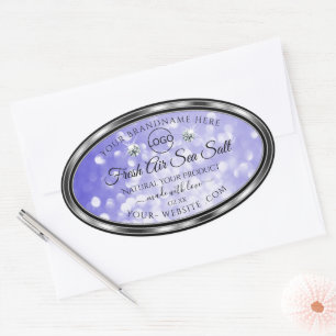 Light Blue Glitter Product Labels Diamonds Logo