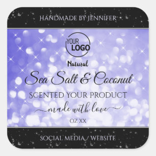 Light Blue Glitter Product Packaging Logo Labels