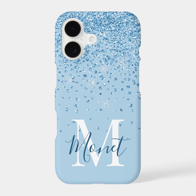 Light Blue Glitter Script Monogram Name (Back)