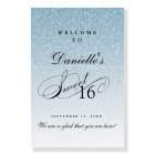 Light Blue Glitter Sweet 16 Personalised Welcome