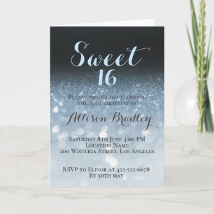 Light Blue Glitters Holiday Card
