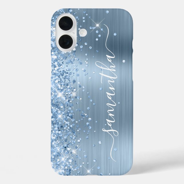 Light Blue Glittery Glam Girly Signature Case-Mate iPhone Case (Back)
