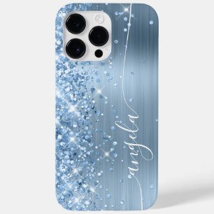 Light Blue Glittery Glam Signature Case-Mate iPhone 14 Pro Max Case