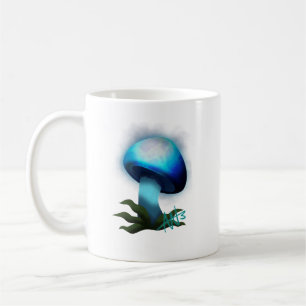 Light Blue Glowing Mushroom Coffee Mug