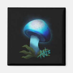 Light Blue Glowing Mushroom Magnet