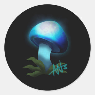 Light Blue Glowing Mushroom Sticker