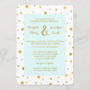 Light Blue Gold Confetti Wedding Invitations