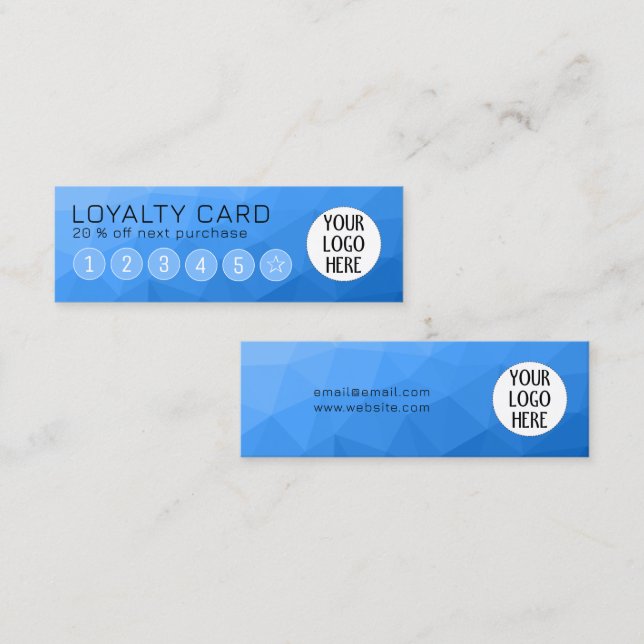 Light blue Gradient Geometric Mesh Custom Logo Loyalty Card (Front/Back)
