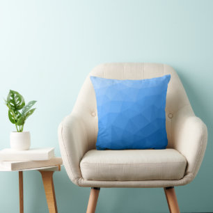 Light blue gradient geometric mesh pattern cushion