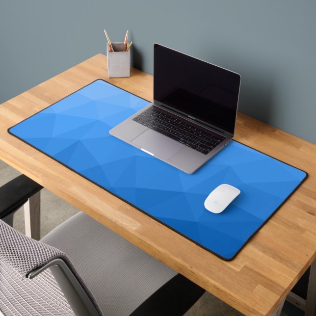 Light blue gradient geometric mesh pattern desk mat (Office 2)