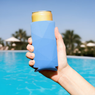 Light blue gradient geometric mesh pattern seltzer can cooler