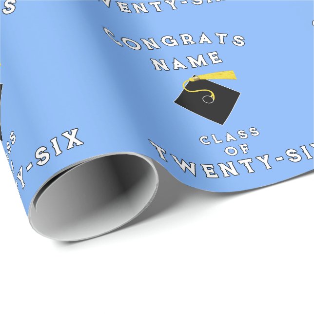 Light Blue Graduation 2025 Gift Wrapping Paper (Roll Corner)
