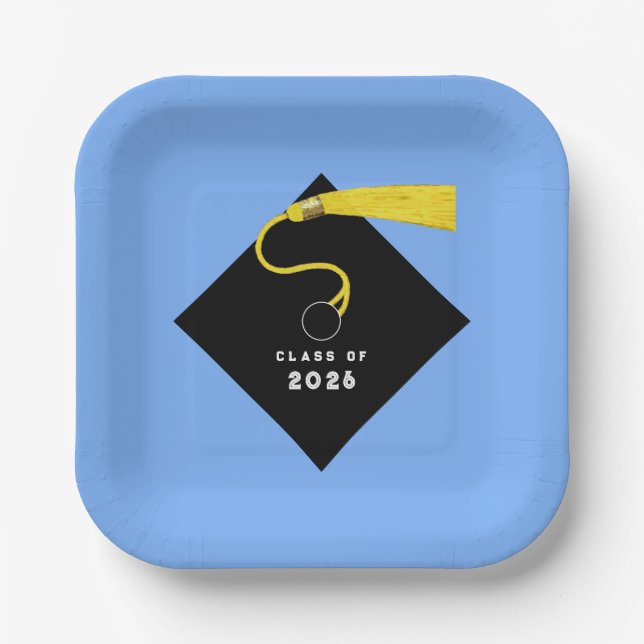 Light Blue Graduation 2026 Party Paper Plate (Front)