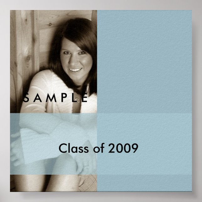 Light Blue Graduation Photo Autograph Poster (Front)