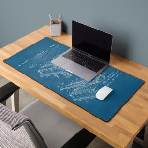 Light Blue Grand Piano Patent Desktop Mat