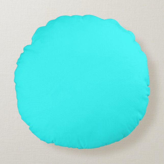 light Blue Green solid plain colour Round Cushion (Front)
