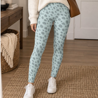 Light Blue Grey Cheetah Spots Leggings