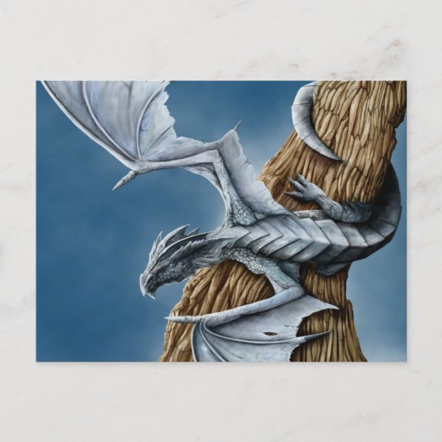 Light Blue Grey Dragon Postcard (Front)