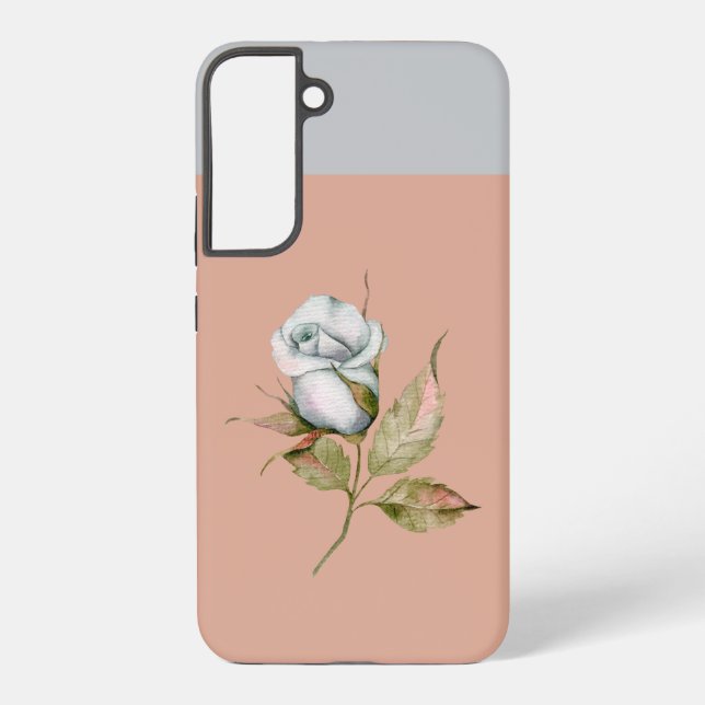 Light Blue Grey Single Rose Flower S21 Phone Case (Back)