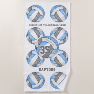 light blue grey team colours name volleyballs  beach towel