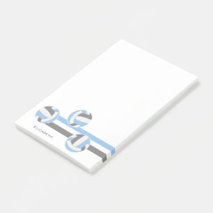 light blue grey volleyballs stripes custom name post-it notes