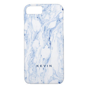 Light-blue-grey & White marble swirls iPhone 8/7 Case