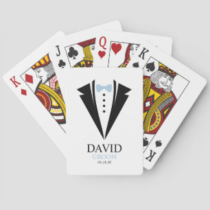 Light Blue "Groom" Tuxedo Wedding Party Playing Cards