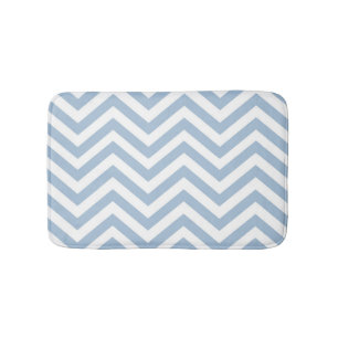 Light Blue Grunge Textured Chevron Bath Mat