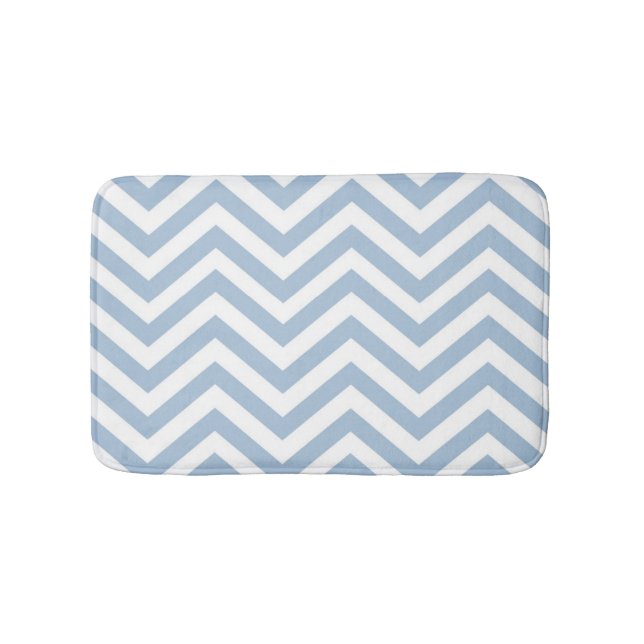 Light Blue Grunge Textured Chevron Bath Mat (Front)