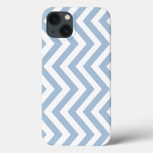 Light Blue Grunge Textured Chevron iPhone 13 Case