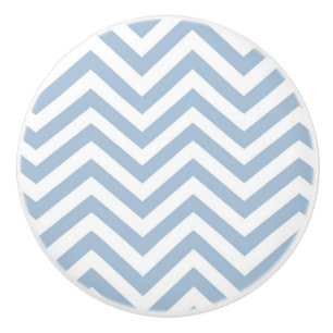 Light Blue Grunge Textured Chevron Ceramic Knob