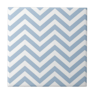Light Blue Grunge Textured Chevron Ceramic Tile