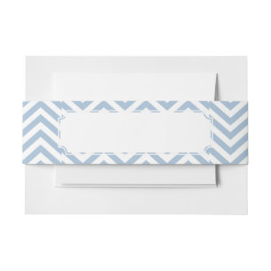 Light Blue Grunge Textured Chevron Invitation Belly Band