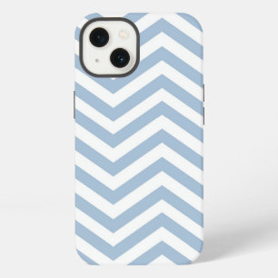 Light Blue Grunge Textured Chevron iPhone 13 Case