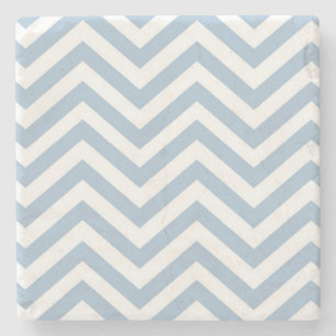 Light Blue Grunge Textured Chevron Stone Coaster