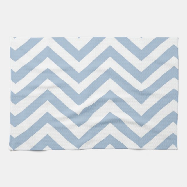 Light Blue Grunge Textured Chevron Tea Towel (Horizontal)