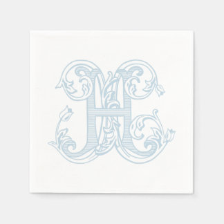 Light Blue "H" Monogram Cocktail Napkins