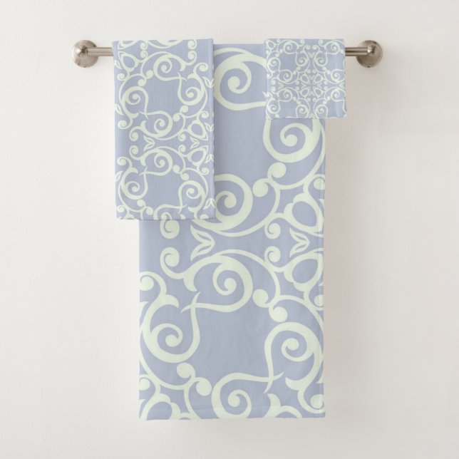 LIGHT BLUE HAMPTONS STYLE BATHROOM TOWEL SET (Insitu)