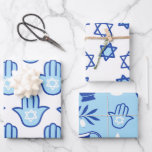 Light Blue Hamsa Star of David Pattern Hanukkah Wrapping Paper Sheet<br><div class="desc">Light Blue Hamsa Star of David Pattern Hanukkah Wrapping Paper Sheets</div>