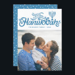 Light Blue Happy Hanukkah Hand Lettered Photo Holiday Card<br><div class="desc">Light Blue Happy Hanukkah Hand Lettered Photo Holiday Card | Send Hanukkah greetings to family and friends with this customisable  holiday flat card. It featuring light blue hand lettered script with menorah illustration. Other colours are available.</div>