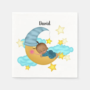 Light Blue Hat Baby on a Moon Napkin