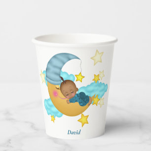 Light Blue Hat Baby on a Moon Paper Cups