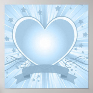 Light Blue Heart Design Poster