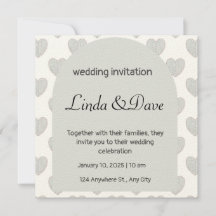 Light Blue Heart Pattern Wedding Invitation