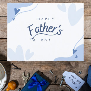 Light Blue Heart-Themed Happy Father's Day Postcard