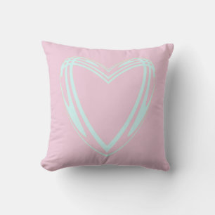 Light Blue Heart w/Pastel Pink Background Cushion